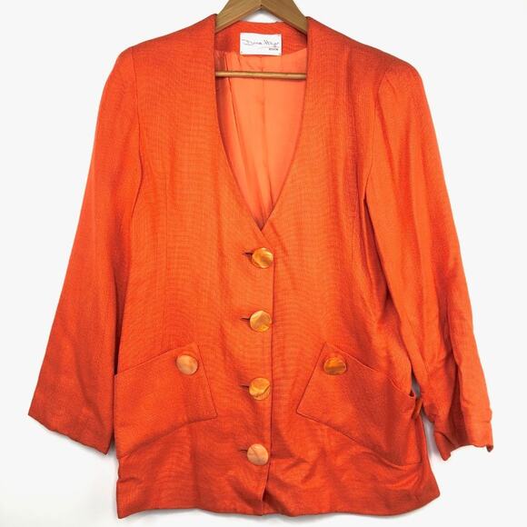 Denise Hajjar Boston Bright Orange V-Neck Blazer - Picture 11 of 14